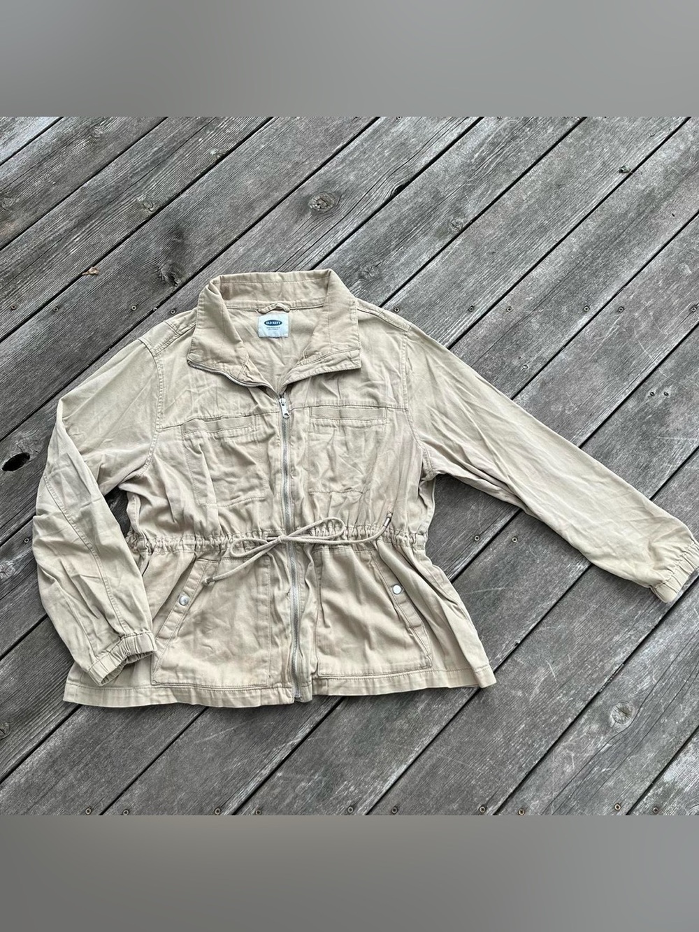 Old Navy Beige Utility Jacket with Drawstring Waist